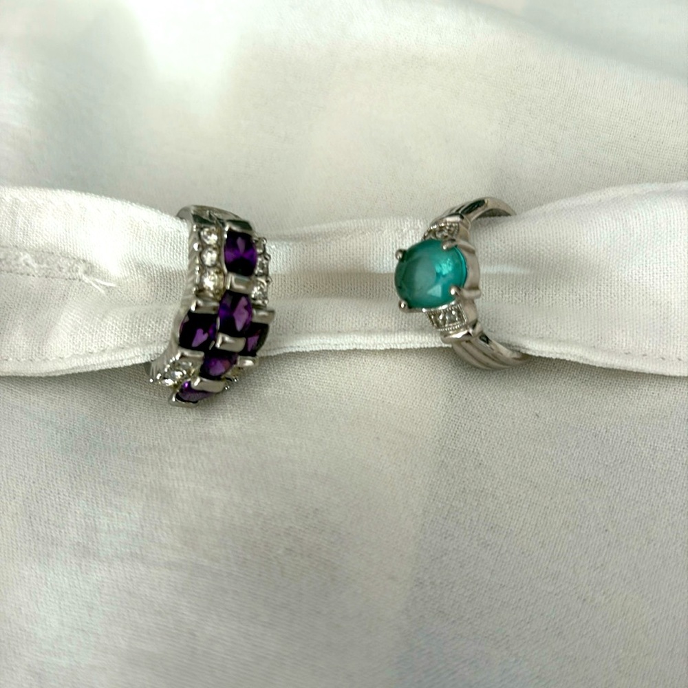 Purple and Silver Gemstone Ring